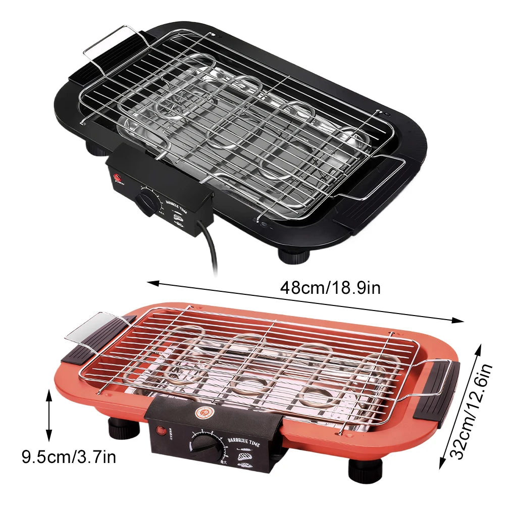 Electric Indoor BBQ Pan Smokeless BBQ Grill Cooking Versatile Options Durable And Reliable Smokeless Indoor Black US Plug