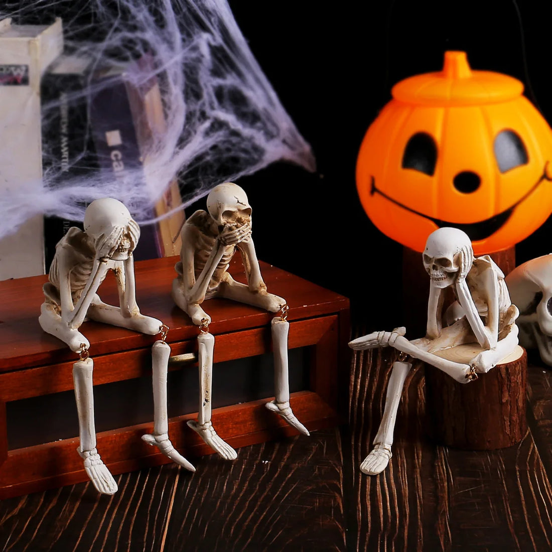 Halloween Human-shaped Skeleton Resin Skeleton Skeleton Haunted House Horror Props Family Halloween Atmosphere Decoration