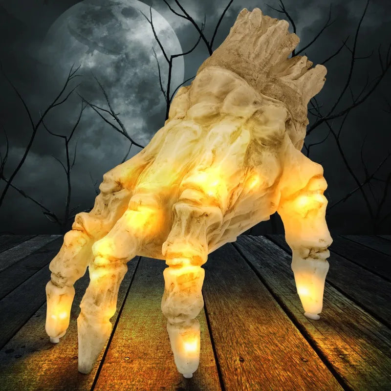 Halloween Decoration Props Electric Luminous Climbing Hand Horror Skull Artificial Arm Ghost Night Light Sound Activated Walking