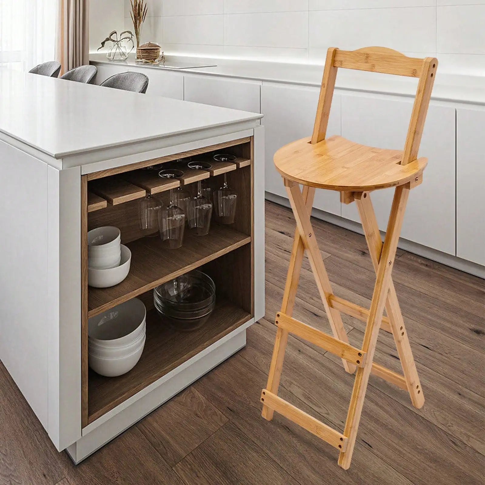 Folding Bar Stools With Backs Counter Stools Lightweight High Load-Capacity