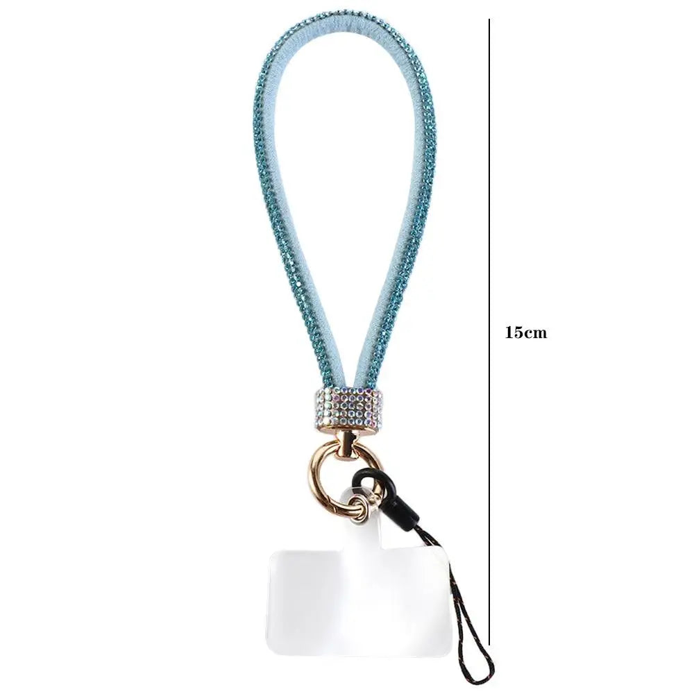 Short Wrist Style Glitter Rhinestone Phone Lanyard Hanging Cord Luxury Mobile Phone Chain Handheld Bling Bling