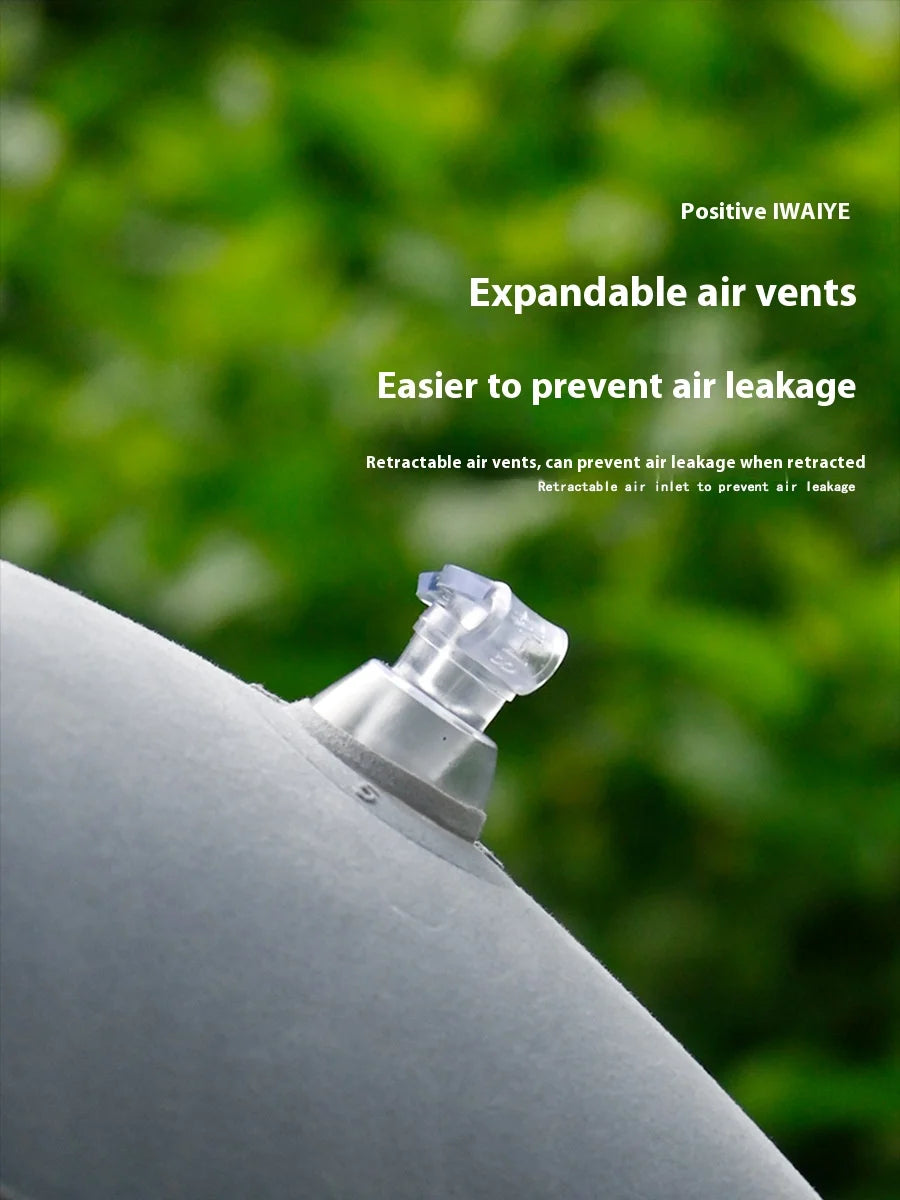 Large, thick, flocked square inflatable camping pillow: outdoor use, lunch break cushion, foldable, portable.