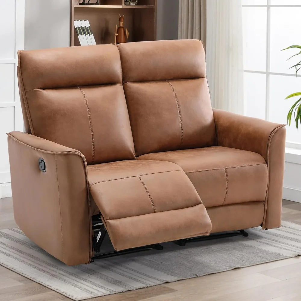Manual Loveseat Recliner Sofa, Wall-Hugger 2 Seat Reclining Love Seat Couches, Leathaire Reclining Sofa Set, Double Seater Recl