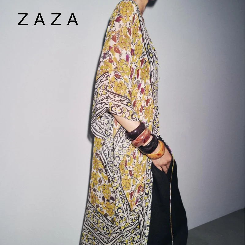 Luxury Floral Printed Cape Coat For Women See Through Loose Long  Cardigan Beach Bikini Cover 2025 Summer Women Beach Coats