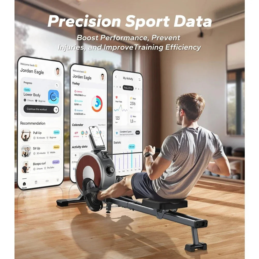 Max 350lb Weight Capacity Elite Rowing Machine Magnetic Rower Machine for Home 16 Levels Quiet Resistance Dual Slide Rail R02