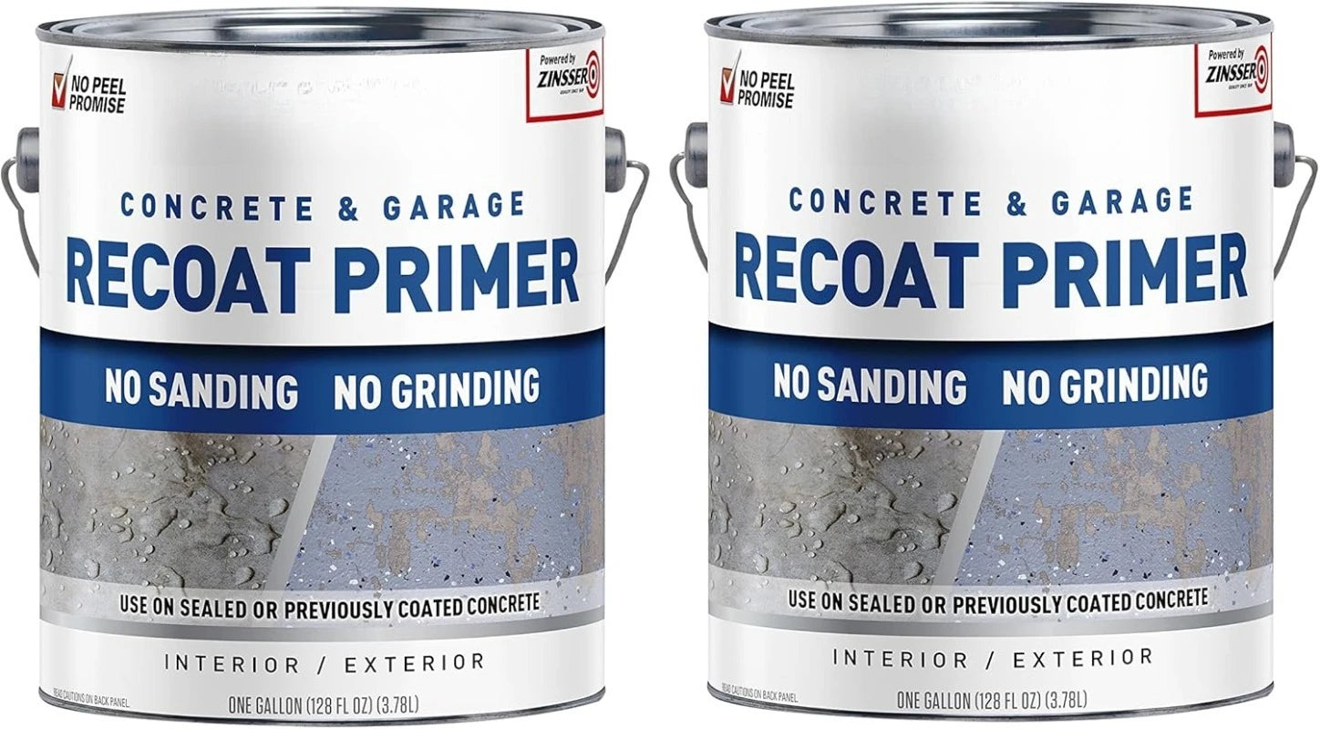 338806-2PK Concrete & Garage Floor Recoat Primer, Gallon, Gray, 2 Pack