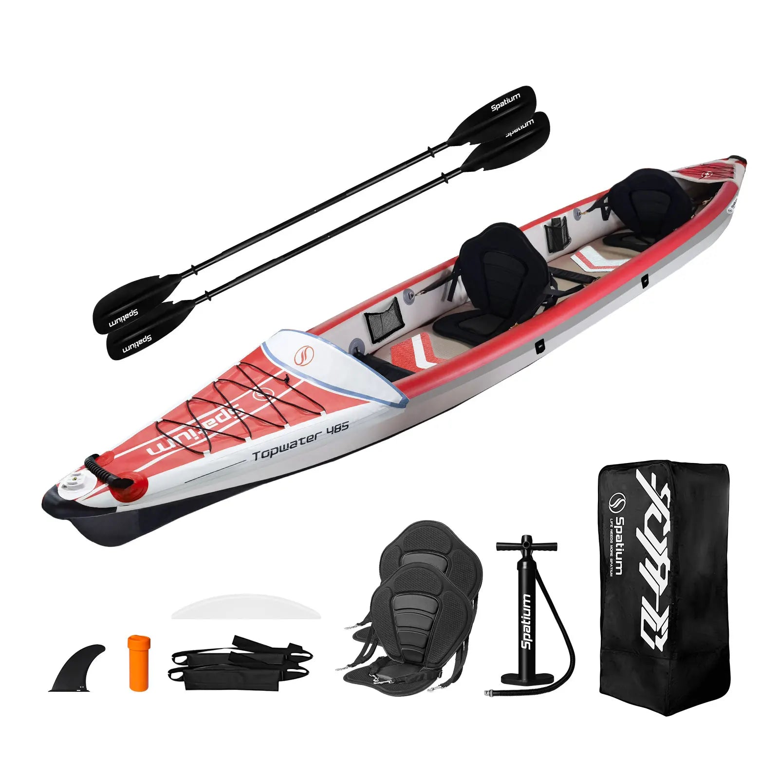 Spatium 1-2-Person Inflatable Kayak Fishing Kayak – Lightweight Comfortable with Adjustable Seat Tandem Kayak - Sit on Top Kayak