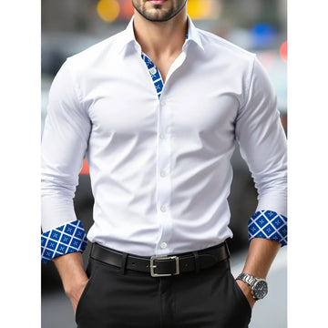 FGKKS 2025 New Men White Shirt Fashion Men's Long Sleeve Smart Casual Shirts Male Dress Blouses