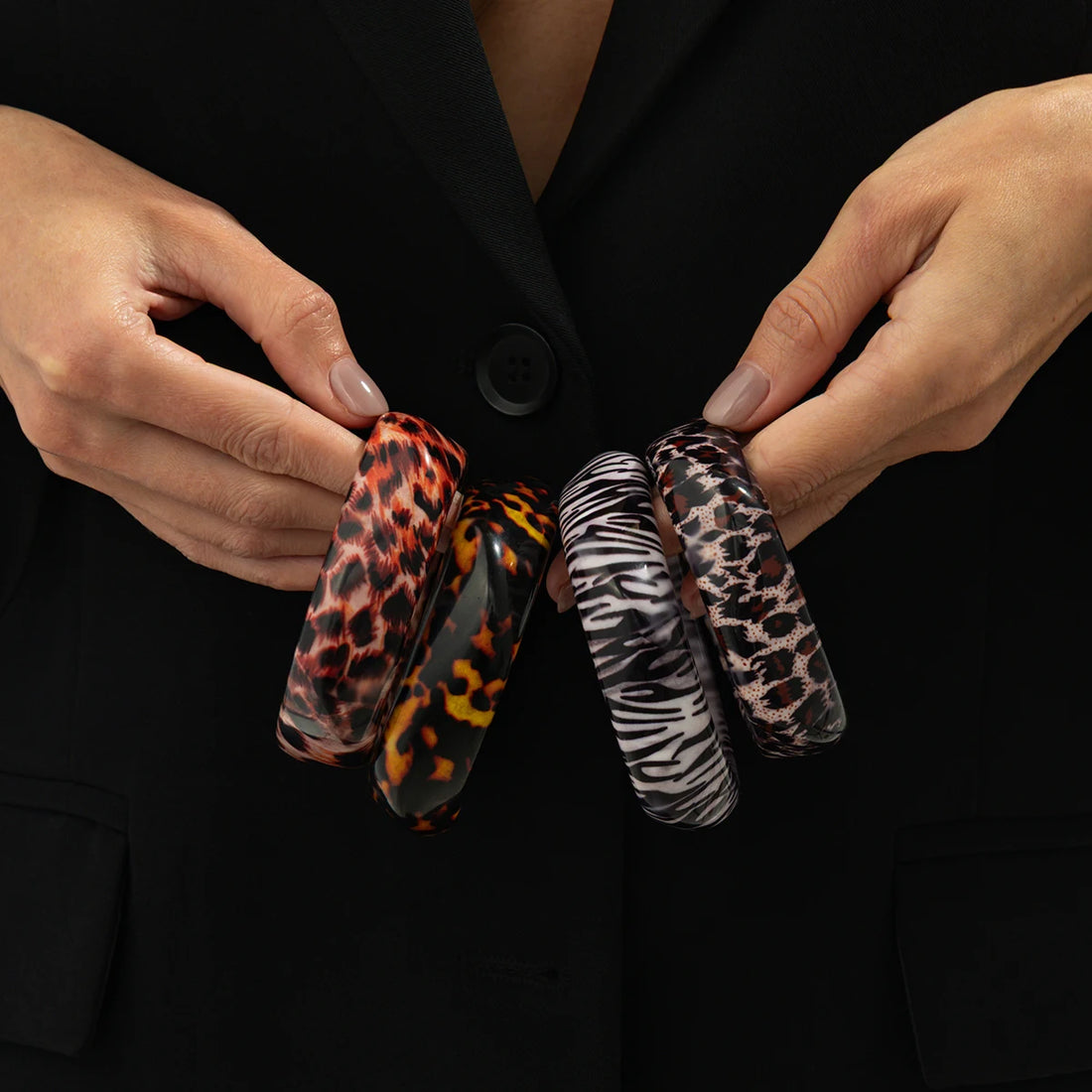 Ingemark 4 Style Retro Resin Leopard Print Colorful Bracelets for Women Trend Geometry Aesthetics Bangles 2026 New Year Jewelry