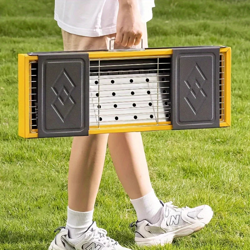 Camping Barbecue Grill, Foldable Portable Barbecue Grill for Outdoor, Camping & Courtyard Barbecue, with Extended Table Board