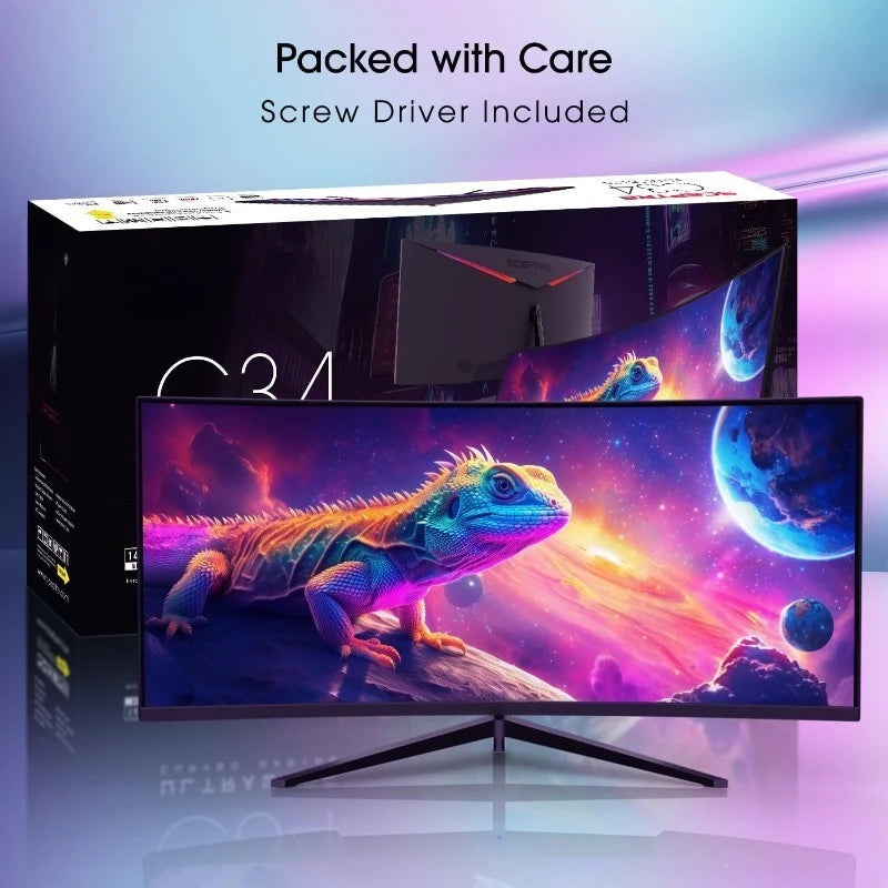 New Curved 34-inch Gaming Monitor 3440 x 1440 180Hz 1500R DP x2 x2 Built-in Speakers 2025