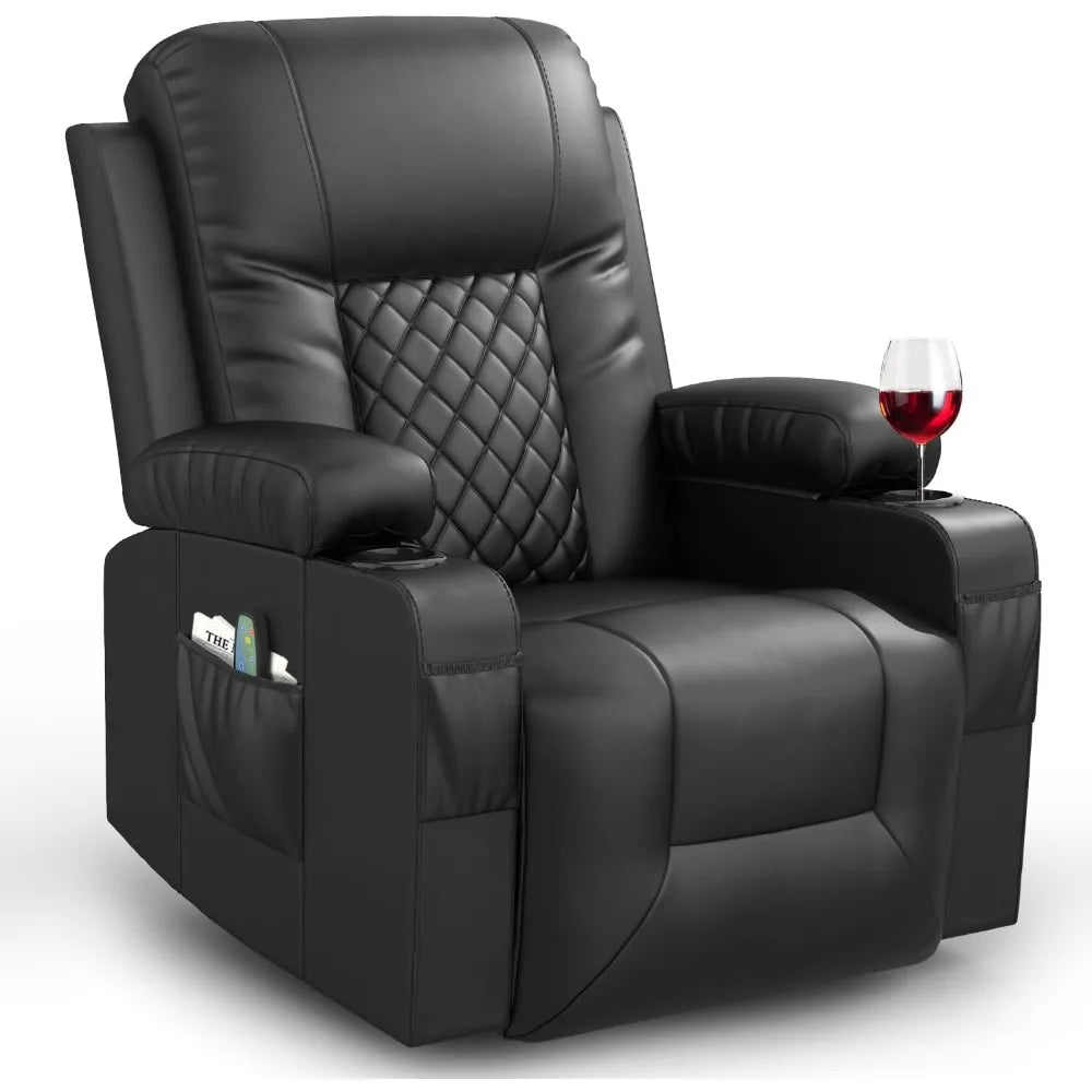 Recliner Chairs for Adults, Massage Rocker with Heated Modern Ergonomic Lounge 360 Degree Swivel Single Sofa Seat Living Room Lo