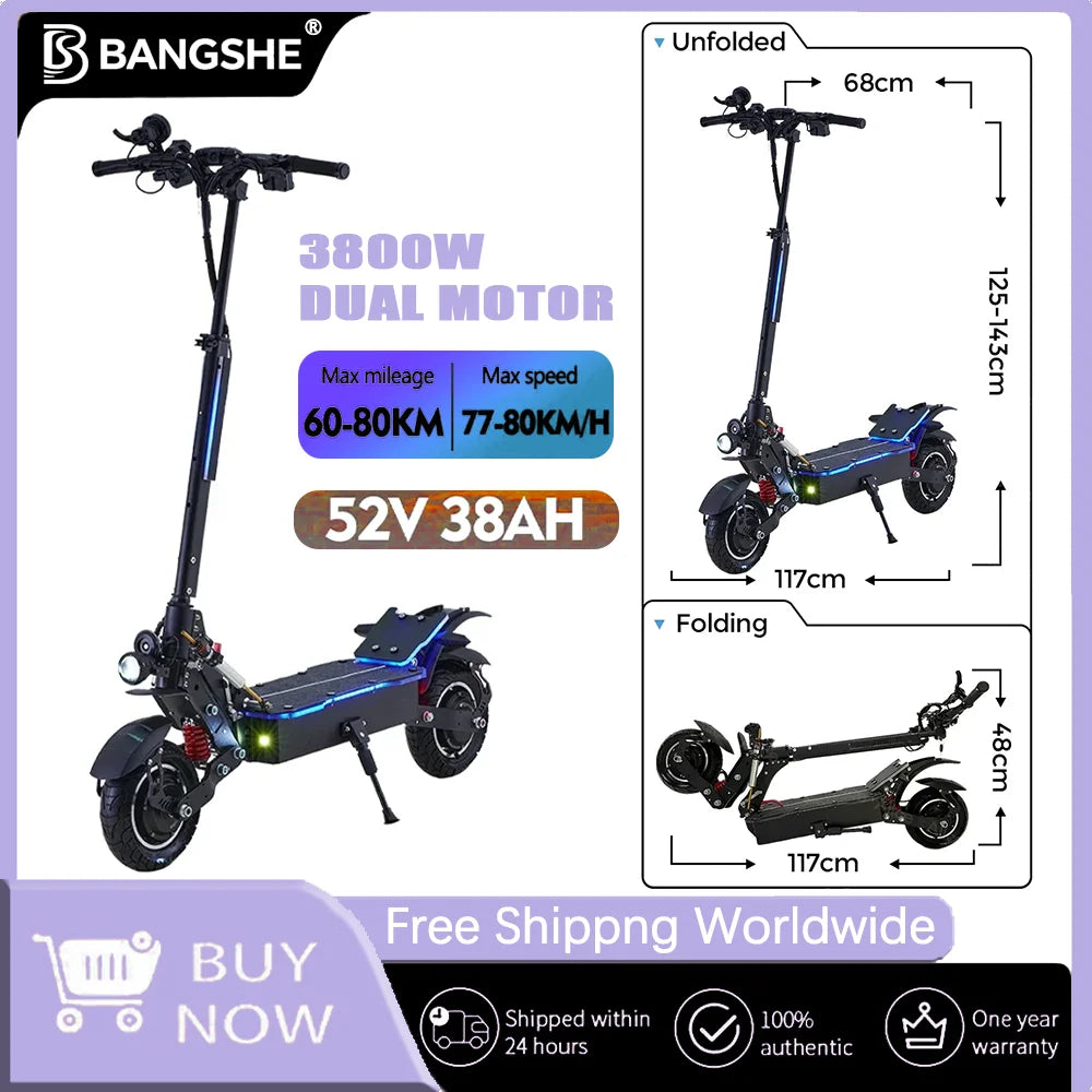 Max speed 80KM/H Elite EU 2025 Fast S10 Electric Scooters 3800W 52V 38AH Powerful Off Road EScooter For Adults MaxMileage80kmPro