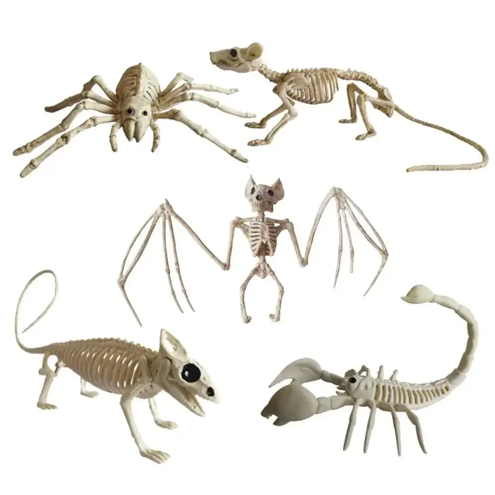 Halloween Decorations-Realistic Skeleton Props with Bats and Scorpions,Plastic Animal Bones for Haunted Houses,Bars,and Pranks