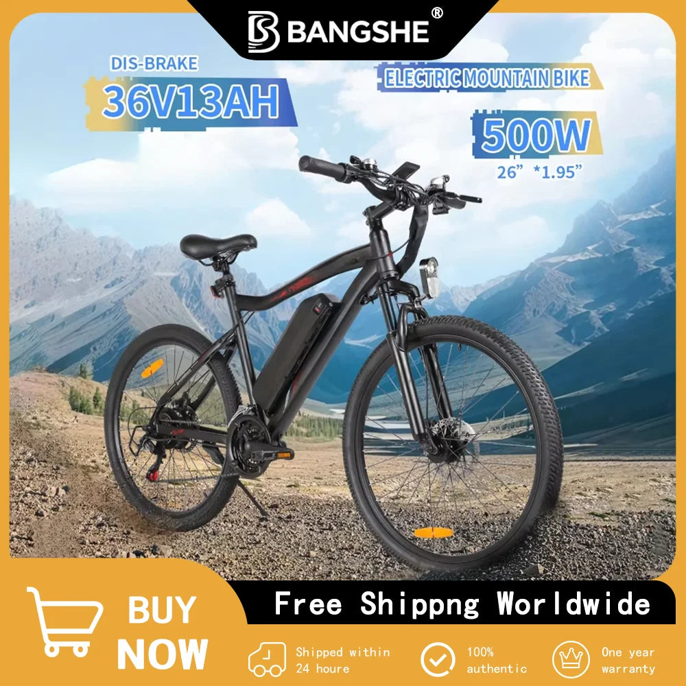 36V 12AH Lithium Battery Elite Electric Bicycle 500W Motor City Electric Bike 26-inch Fat Tire Mountain Riding E-bike SY26-II