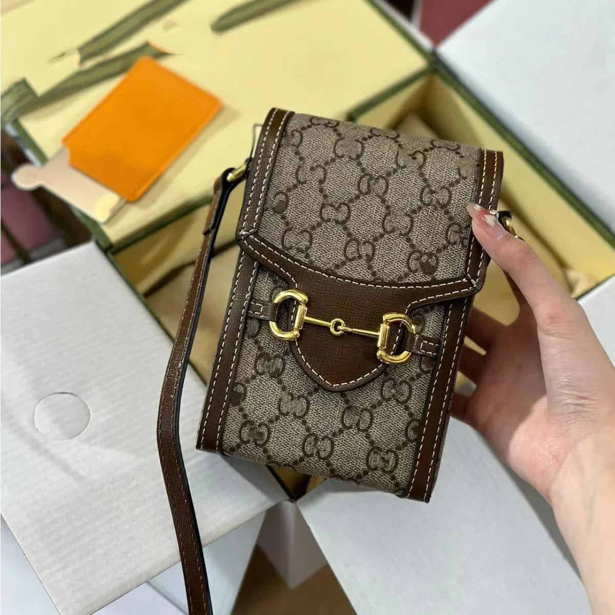 Women's Multifunctional Crossbody Shoulder Bag Fashion Handbag Ladies Leather Girls Small Square Bag Wallet Touch Phone Wallet