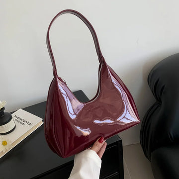 Fashion Luxury Brand Women's Shoulder Bag High Quality Patent Leather Tote Bag Waterproof Armpit Bag Solid Color Women's Handbag