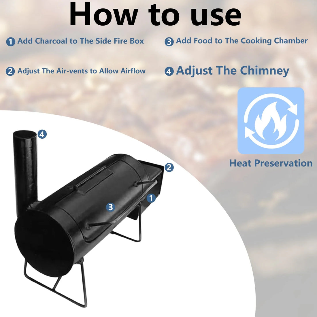 Portable Smoker Grill Compact Outdoor BBQ Smoker For Camping And Backyard Cooking Portable Charcoal Grill for Outdoor Picnics