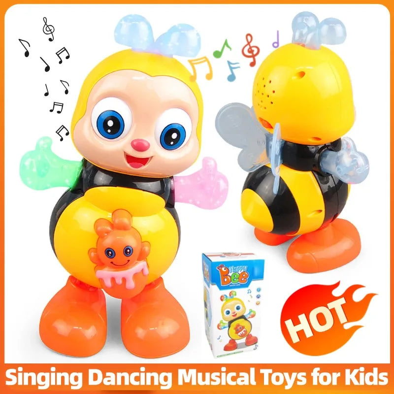 Electronic Bee Dancing Toy With Swing Light Music Cute Cartoon Animal Baby Learning Interactive Toys For Boys Girls Kids Gifts