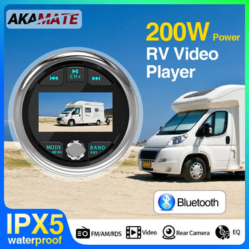 MP5 Radio for RV Stereo Bluetooth FM AM RDS Receiver EQ Waterproof IPX5 AUX Dustproof media Playe for ATV UTV Boat Marine Radio