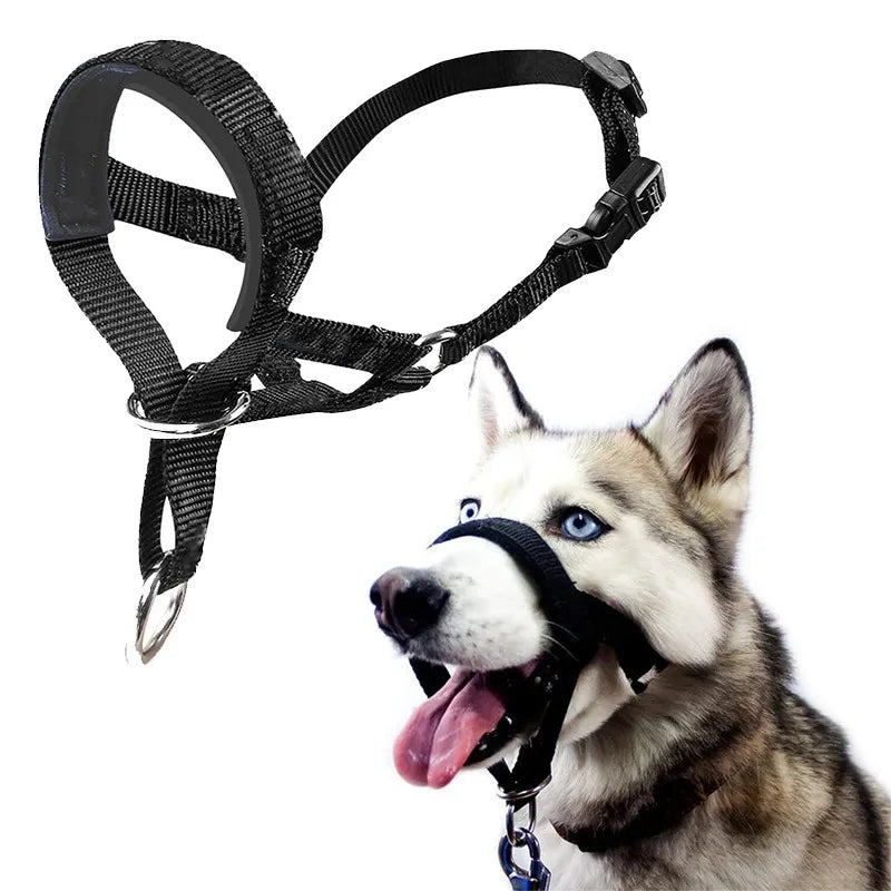 New Dog Mouth Cover Adjustable Anti Bite Reflective Light Weight Padded Nose Strap Traction Suit Training Strap Pet Products