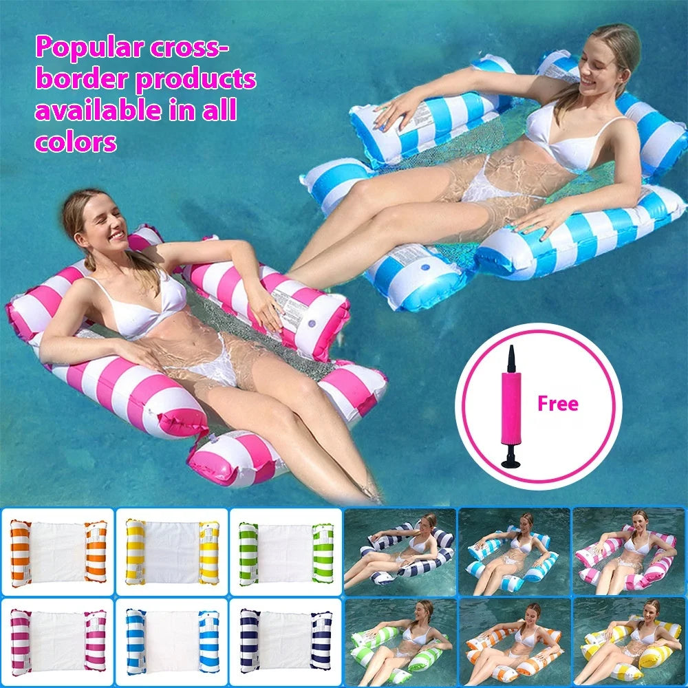 Inflatable Floating Bed Foldable Water Lounger For Pool Beach Camping Heavy-Duty Pvc Air Mattress Inflatable Pump Is Included