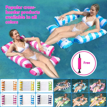 Inflatable Floating Bed Foldable Water Lounger For Pool Beach Camping Heavy-Duty Pvc Air Mattress Inflatable Pump Is Included