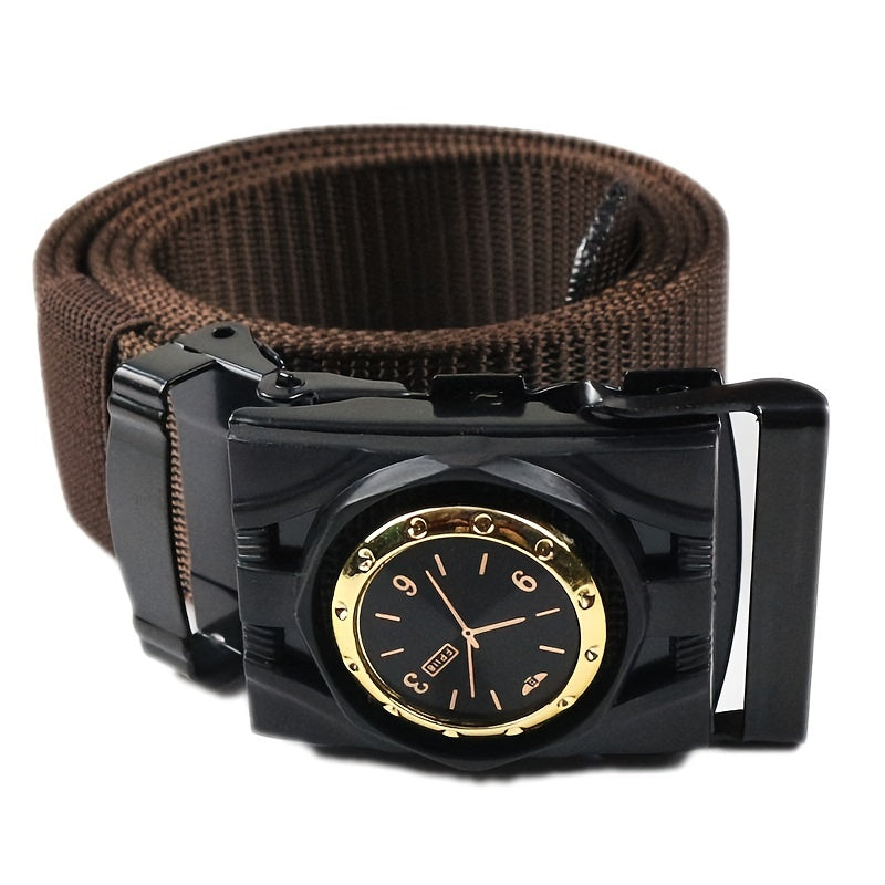 1pc Men's Clock Press Nylon Canvas Belt
