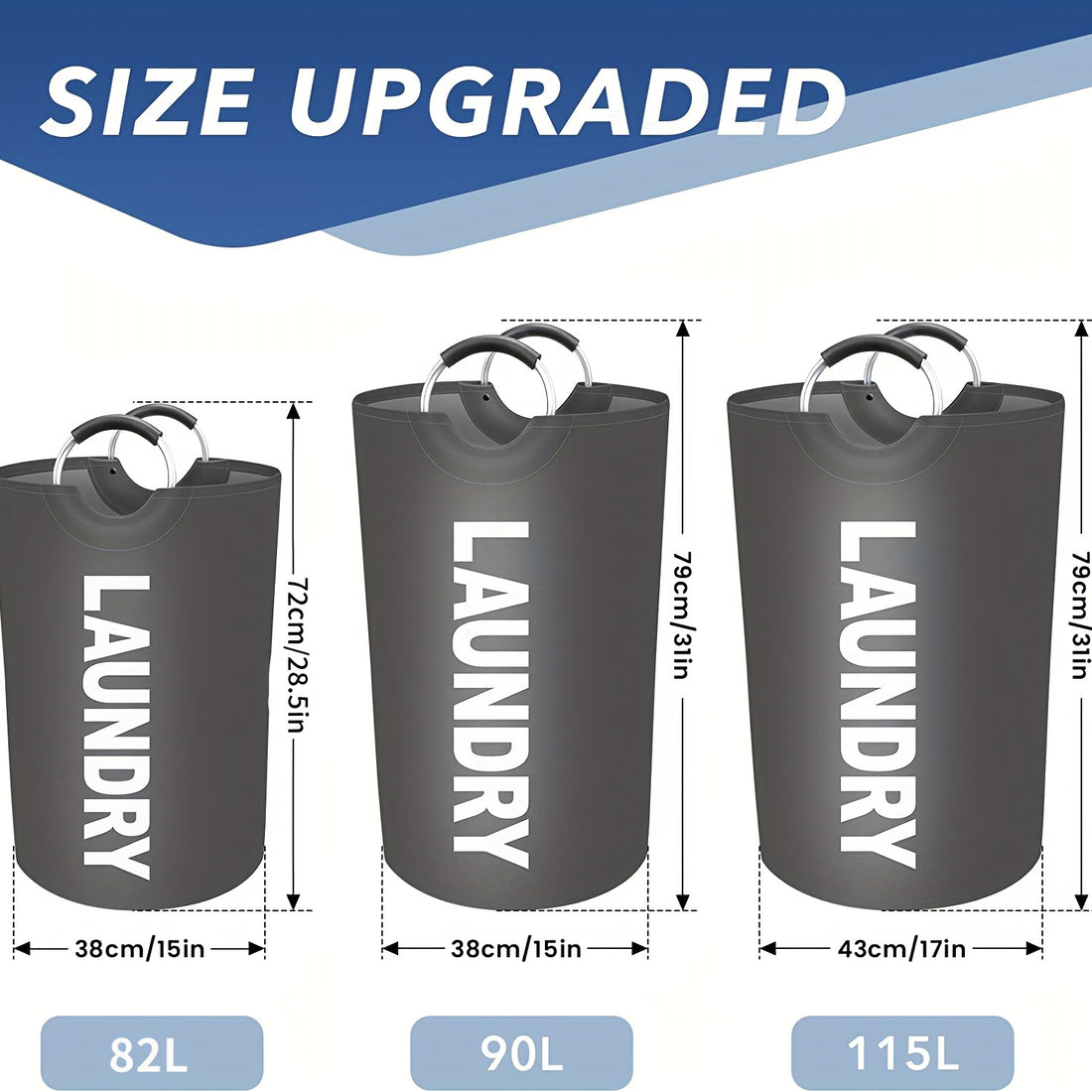 [X-Large Collapsible Laundry Basket] Collapsible X-Large Laundry Basket, Freestanding Tall Clothes Hamper | Laundry Hamper, Laundry Bag with Padded Handles, Easy Storage, Laundry Baskets