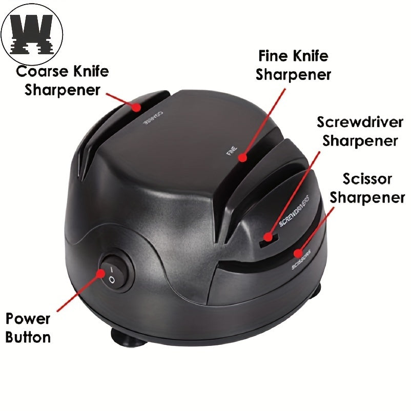 2-Stage 3-in-1 Electric Knife Sharpener, 45W, Retractable Cord, Great For Knives, Scissors, Screwdrivers