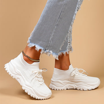Chic Womens Breathable Knit Sneakers - Slip-On Design, Lightweight Comfort, Ideal for Casual Wear & Running