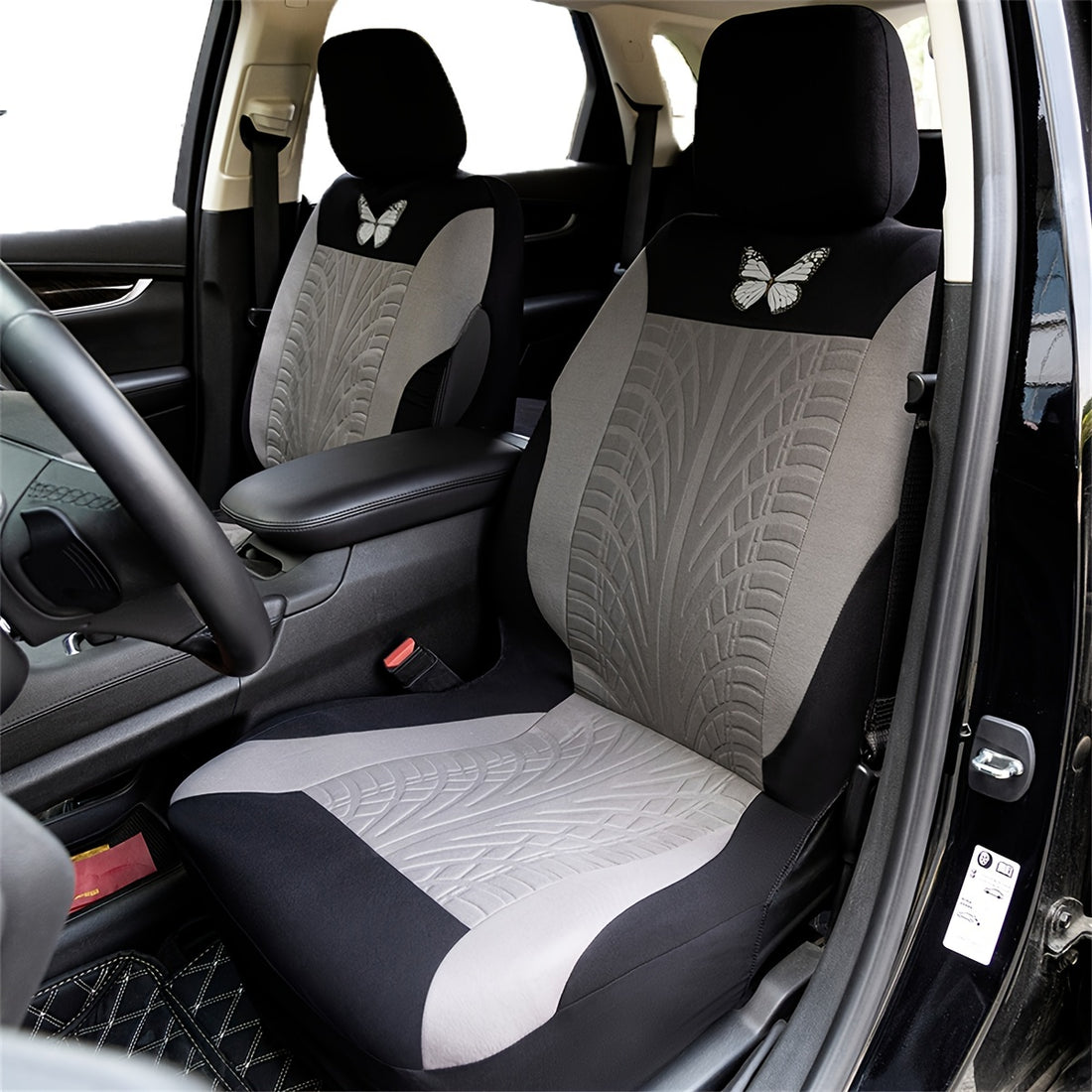 Full Set Red Universal Butterfly Pattern Embroidery Car Seat Cover Auto Seat Cover Set Christmas Gift