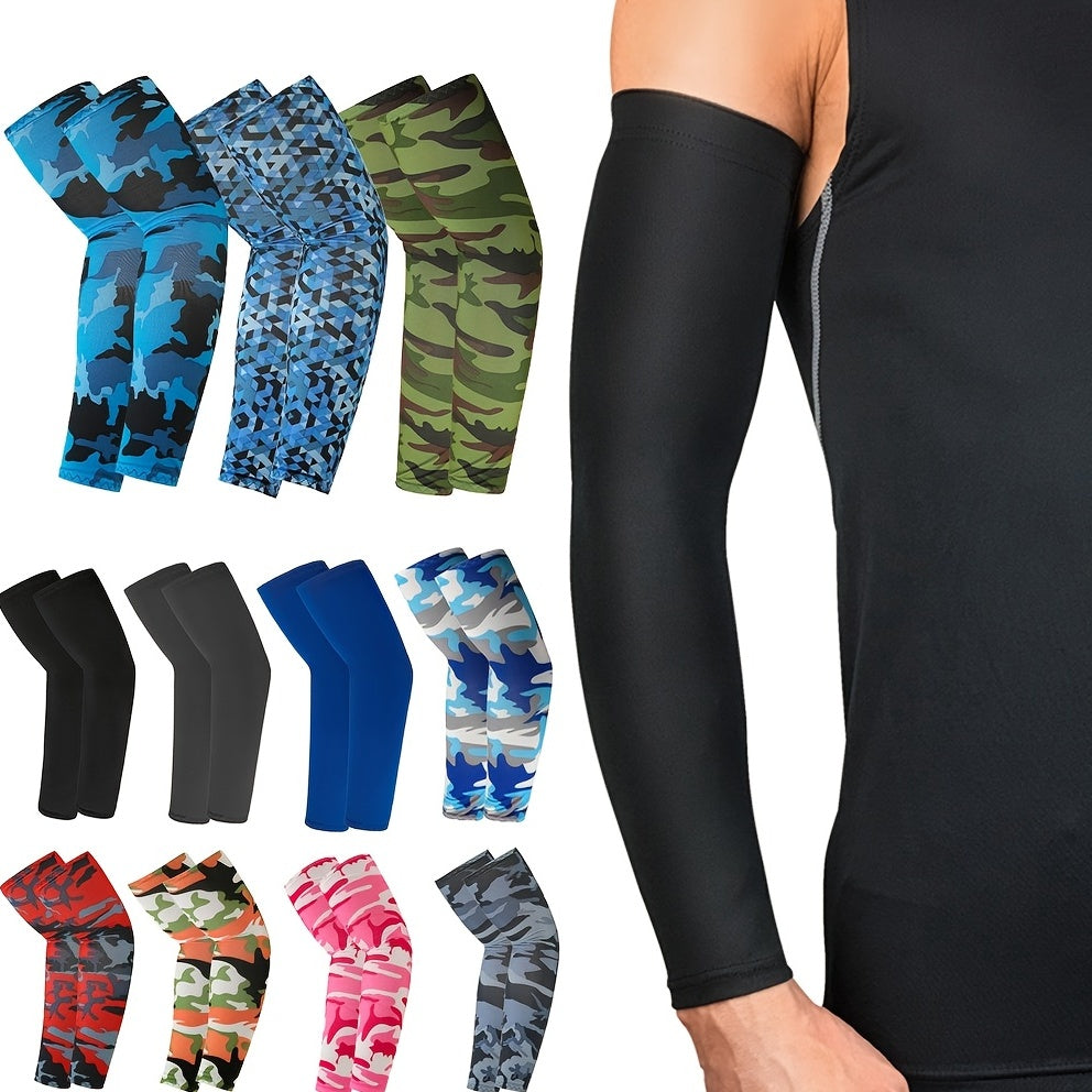 2pcs Arm Sleeves - Warm, Cooling, Sports Sleeve Hand Covers for Running, Fishing, Cycling | Durable Textile Material, Black with Colorful Patterns, Hand Washable, Sports Armwear | Patterned Sleeve | Woven Texture