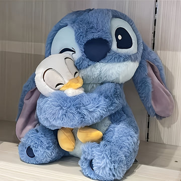 Stitch & Duckling Doll Plush - Huggable Soft Stuffed Animal-like Plush with Smiling Face, Hugging Pose (Blue & Pink) - Officially-Inspired Collectible Gift for,, s, & (Birthday/Valentine