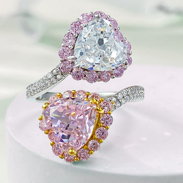 Elegant S925 Silvery and moissanite Rings - Vintage Style, Ideal for Birthdays, Valentine'S Day, and Engagements, Featuring Sparkling Pink and Clear Faux Gemstones, Perfect for Couples or Individuals, Valentine Jewelry|Vintag